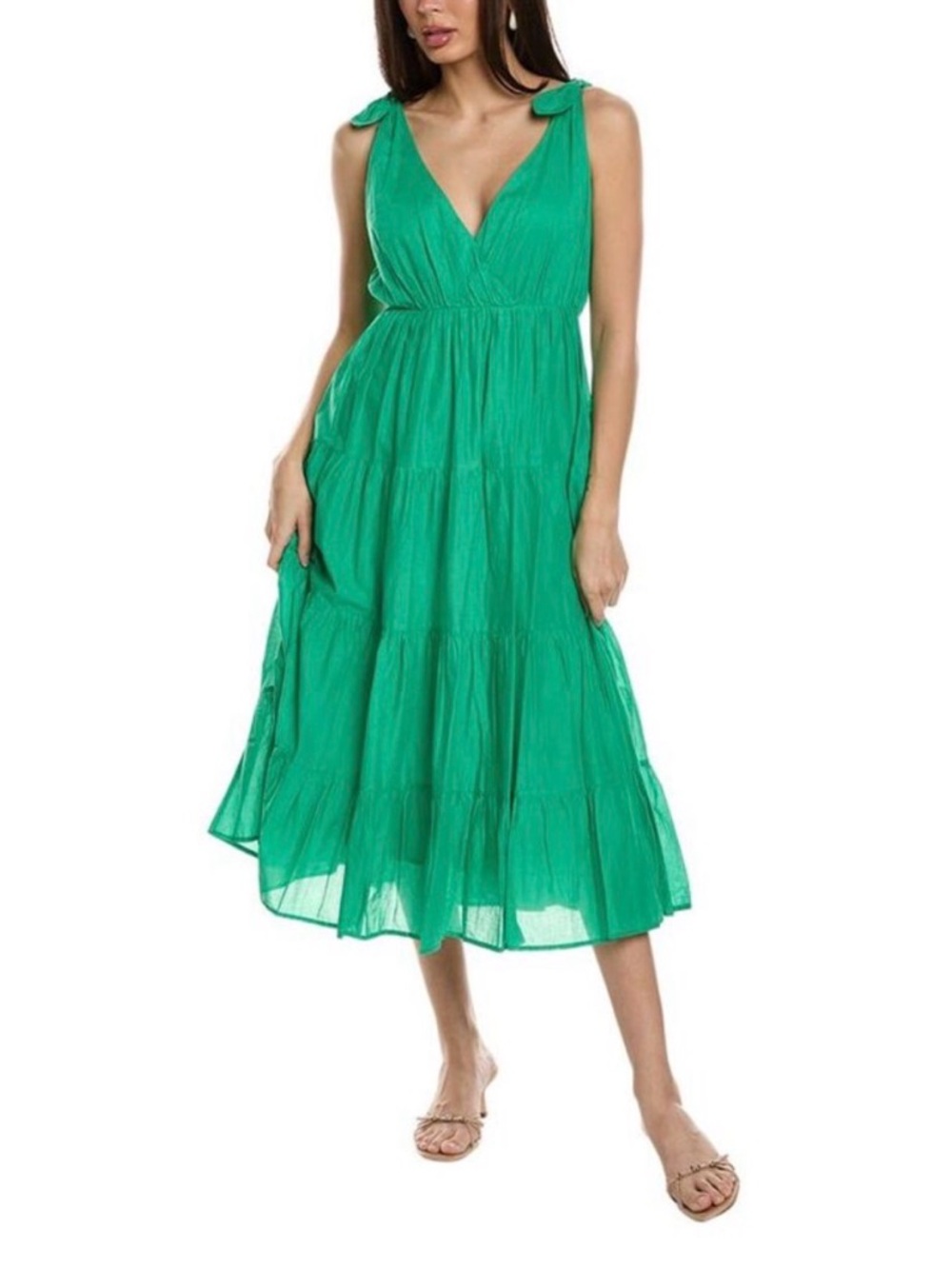 Merlette - Solid Flor Midi Dress Tiered Ruffle Resort V-Neck - size XXL NWT